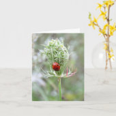 LadybugとWildflower - 空白の Greeting Card カード (黄色い花)