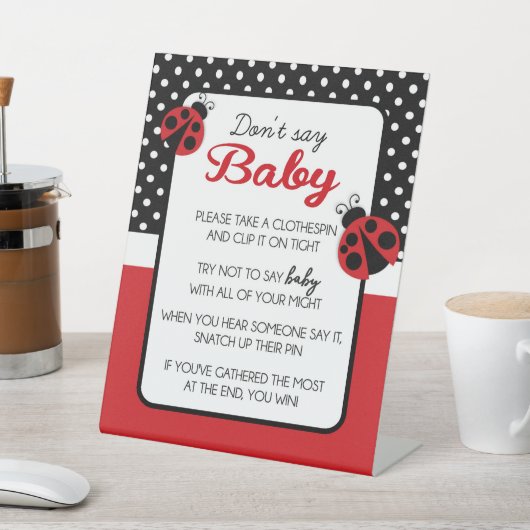 Ladybugは赤ちゃんシャワーゲームのペデスタルサインを言わない 台座サイン (インサイチュ)