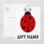 LADYBUGカスタマイズデザインハガキ（任意の名前） ポストカード (正面/裏面)