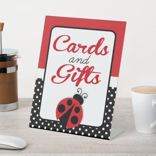 Ladybugカードとギフト誕生日またはベビーシャワー 台座サイン (インサイチュ)