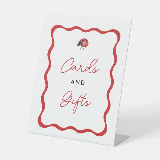 Ladybugテーマパーティーカードとギフト 台座サイン (正面)