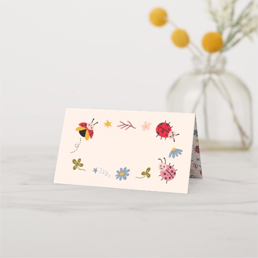 Ladybugテーマパーティーフードラベル プレイスカード (正面)