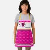 Ladybugハートドットピンク白イエロー名前をカスタムする エプロン (インサイチュ)