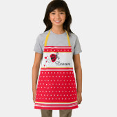 Ladybugハートドットレッドホワイトイエロー名前をカスタムする エプロン (インサイチュ)