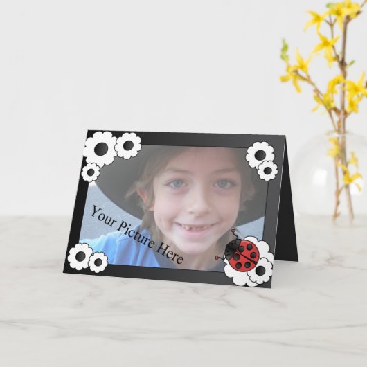 Ladybugフレームカード カード (黄色い花)