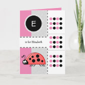 Ladybug名前を追加ピンク子供へ誕生日 カード (正面)
