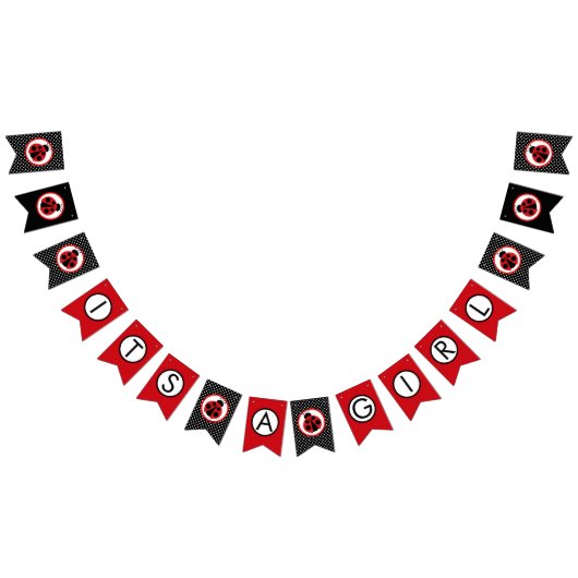 Ladybug女の子の赤ちゃんシャワーつるのバナー バンティングフラッグ (全)