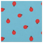 Ladybug水玉模様パターンオンブルー ファブリック (クローズアップ)