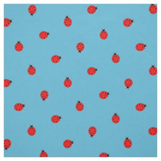 Ladybug水玉模様パターンオンブルー ファブリック (見本)