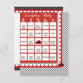 Ladybug水玉模様ベビーシャワービンゴカード4 インビテーションポストカード (正面/裏面)