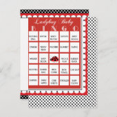 Ladybug水玉模様ベビーシャワービンゴカード5 インビテーションポストカード (正面/裏面)
