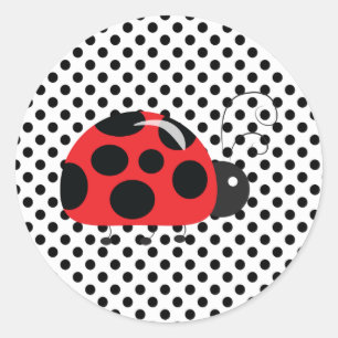 Ladybug水玉模様ベビーシャワービンゴステッカー ラウンドシール