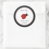 Ladybug誕生日ステッカーレッド&ブラック水玉模様 ラウンドシール (バッグ)