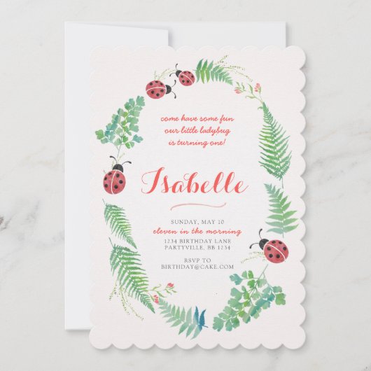 LadyBug誕生日招待状 招待状 (正面)