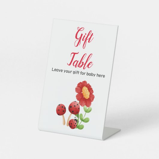 Ladybug赤ちゃんシャワーギフトテーブルのサイン、お母さんになる 台座サイン (正面)