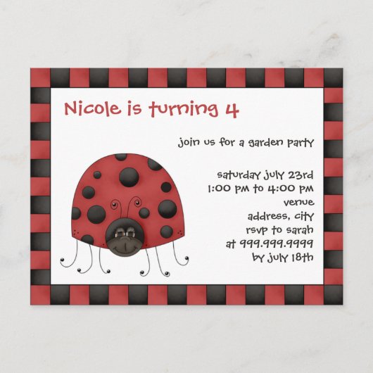 Ladybug ・誕生日招待状 インビテーションポストカード (正面)