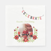  Ladybug 1st Birthday Floral スタンダードランチョンナプキン (正面)