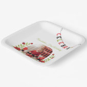 Ladybug 1st Birthday Floral ペーパープレート (傾斜あり)