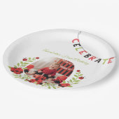 Ladybug 1st Birthday Floral ペーパープレート (アングル)