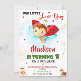 Ladybug 1st birthday invitation Summer invitation 招待状