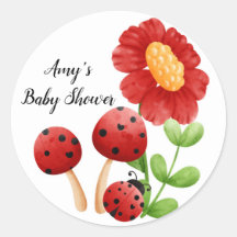Ladybug Baby Showerスタンプ、ラベル