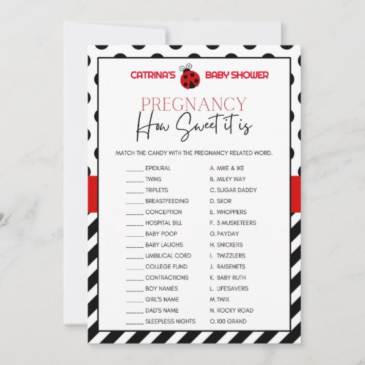 Ladybug Baby Shower – 編集可能な名前、5時間365日 招待状 (正面)