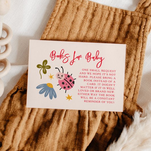Ladybug Baby Shower Bookリクエスト エンクロージャーカード