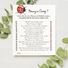 Ladybug Baby Shower Guess Who Mommy or Daddy Game