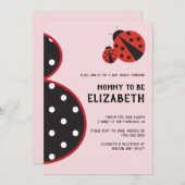 Ladybug baby shower invitation妊娠シルエット 招待状 (正面/裏面)