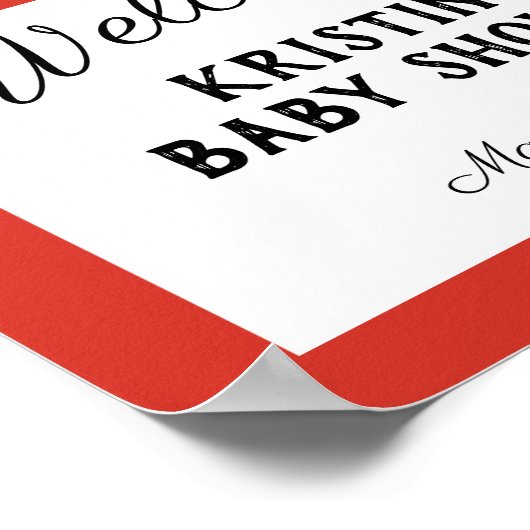 Ladybug baby shower red welcome sign poster ポスター (角)