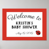 Ladybug baby shower red welcome sign poster ポスター (正面)