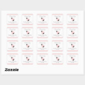Ladybug Baby Shower Thank You Stickers (Pink) スクエアシール (シート)