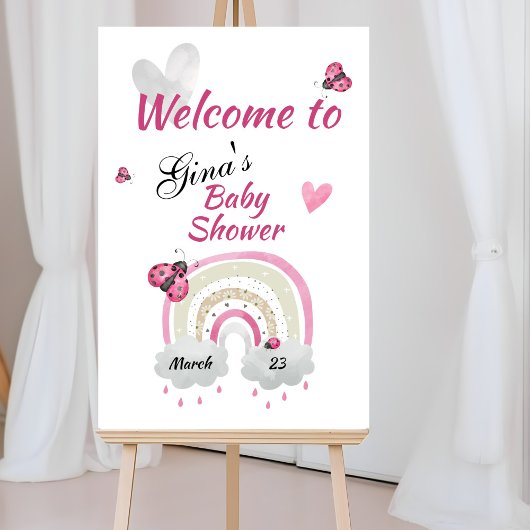 Ladybug Baby Shower Welcome Poster ポスター