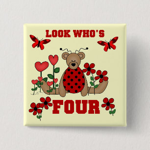 Ladybug Bear 4th Birthday Tシャツとギフト 缶バッジ