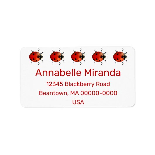 Ladybug Beetles Personalize Label ラベル (正面)
