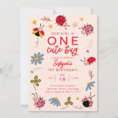 Ladybug Birthday Invitation | One Cute Bug Invite  招待状 (正面)