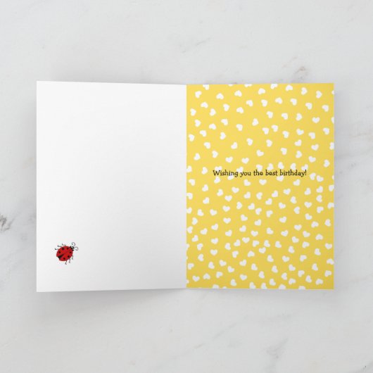 Ladybug blue yellow add name birthday カード (内部)