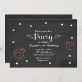 Ladybug Chalkboardドットバースデーパーティ招待状 招待状 (正面/裏面)