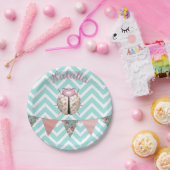 Ladybug chevronフローラかわいいピンク色の白いバンタン ペーパープレート (パーティー)