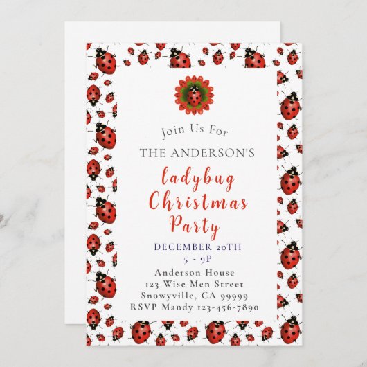 Ladybug Christmas Party 招待状 (正面/裏面)