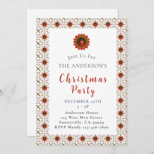 Ladybug Christmas Party 招待状 (正面/裏面)