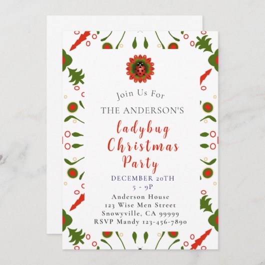 Ladybug Christmas Party 招待状 (正面/裏面)