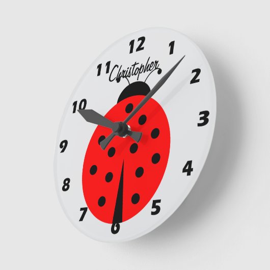 Ladybug Design Personalised ラウンド壁時計 (傾斜)