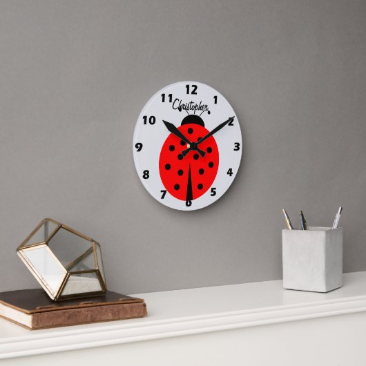 Ladybug Design Personalised ラウンド壁時計 (オフィス)
