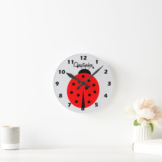 Ladybug Design Personalised ラウンド壁時計 (ホーム)