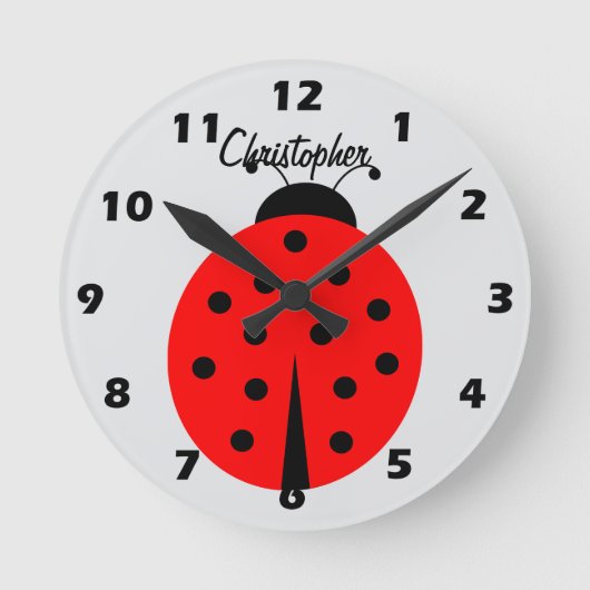 Ladybug Design Personalised ラウンド壁時計 (正面)
