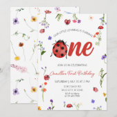 Ladybug First Birthday 招待状 (正面/裏面)