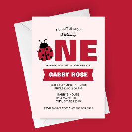 Ladybug First Birthday Invitation 招待状