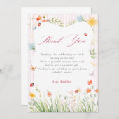 Ladybug Floral Garden Spring Baby Shower  サンキューカード (正面/裏面)