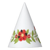 Ladybug Floral Garland Birthday Party Hat パーティーハット (正面)